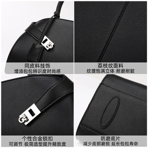 Approvisionnement direct : Nouveau sac hobo élégant et polyvalent, style urbain et épuré, avec fermeture éclair, motif litchi, grande capacité, idéal pour les trajets quotidiens - Product Image 3