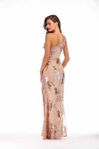 Robe de soirée sexy à une épaule, de haute qualité, pour mariage, avec perles, tube, paillettes, broderie, fente haute, robes de soirée élégantes, robes rouges - Product Image 5