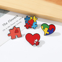 Broche artisanale en métal multicolore de haute qualité, badge ruban puzzle, épingles à revers en émail personnalisées plaquées, vente en gros pour la sensibilisation à l'autisme