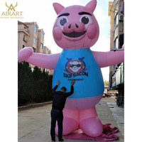 Grand gonflable barbecue cochon mascotte ballon pour le Côté De La Route Bar-B-Q Restaurant