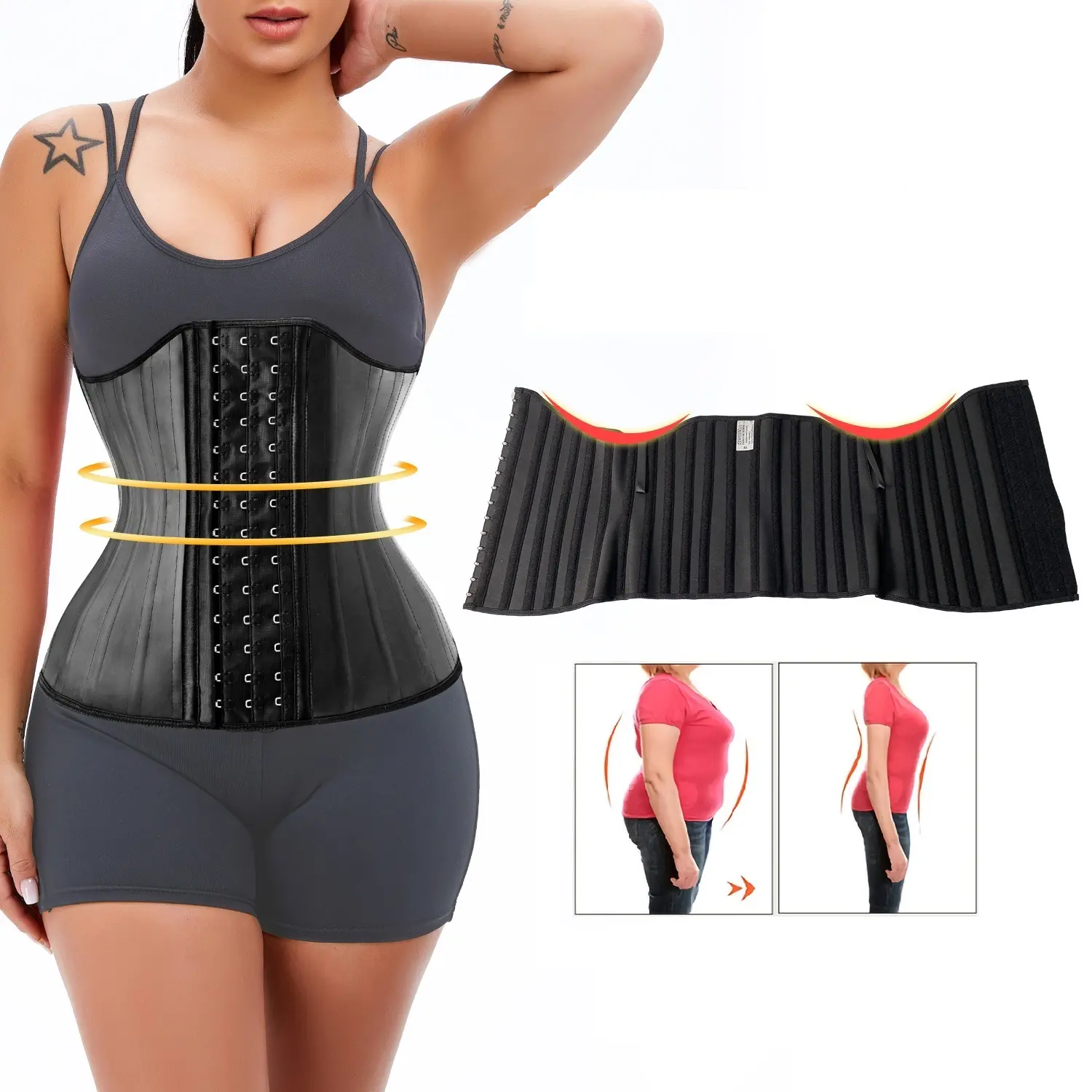 Ceinture en Latex pour femmes, 25 os en acier, entraîneur de la taille et de l'abdomen, nouveau produit innovant,