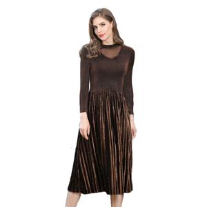 Nuevo diseño de tela de <span class=keywords><strong>terciopelo</strong></span> con cuentas Formal manga Puff vestido de gran tamaño vestido de - Product Image 1