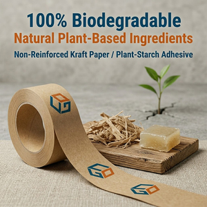 <span class=keywords><strong>Cinta</strong></span> Adhesiva <span class=keywords><strong>de</strong></span> <span class=keywords><strong>Papel</strong></span> Kraft Biodegradable con Logotipo Personalizado, Activación por Agua, Ecológica, Nueva y Brillante - Product Image 2