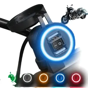新的趋势摩托车配件 9-24V 摩托车手机充电器 1A/2.1A 双 USB 插座 led灯摩托车手机充电器