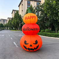 Tour géante gonflable de quatre citrouilles empilées en tissu Oxford pour décoration d'Halloween, idéale pour les événements extérieurs, jardins et fêtes