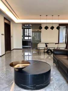 Nuevo diseño de muebles para sala de estar, <span class=keywords><strong>mesa</strong></span> de centro <span class=keywords><strong>baja</strong></span>, <span class=keywords><strong>mesa</strong></span> auxiliar <span class=keywords><strong>redonda</strong></span> de dos capas de mármol negro, Metal dorado para salón - Product Image 4