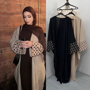 Elegante Abito Kaftan Musulmano da <span class=keywords><strong>Donna</strong></span> con Ricamo Floreale Rosa, Vestito Etnico Marocchino in Pizzo, Abbigliamento per Preghiera Eid, Maxi Abito Arabo - Product Image 4