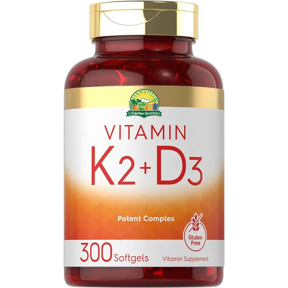 Label pribadi Vegan VITAMIN D3 + K2 suplemen tulang SOFTGEL Support suplemen perawatan kesehatan kapsul Vitamin K2 + D3