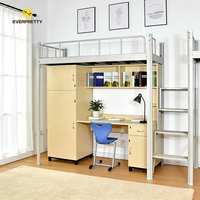 Lit superposé en métal pour dortoir scolaire moderne avec bureau et armoire, garantie 5 ans, forte capacité de charge