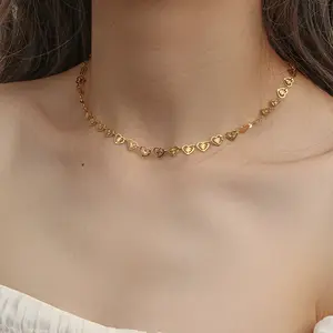 C&J Light And Extravagant Pearl Tail Chain Love Piece Stainless Steel Clavicle Chain Fashion Jewelry Necklaces