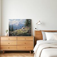 Tableau mural sur toile avec paysage de montagne, Jésus et l'Agneau, impression religieuse biblique, décoration murale chrétienne pour chambre à coucher et salon