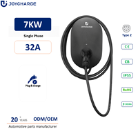 Chargeur domestique pour véhicule électrique 7 kW, mural, EVSE Type 2, prise 32A, charge rapide, extérieur, étanche IP55, avec certifications CE/CB
