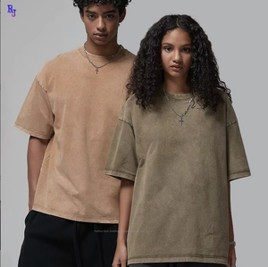 Camiseta FLOWORA para Hombre, 100% Algodón Lavado, Manga Corta, Cuello Redondo, Impresión DTG, Corte Regular, Color Sólido, Estilo Casual, Tejido Jersey - Product Image 2