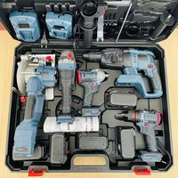 Kit combiné d'outils électriques sans fil professionnels 4-en-1 sans balais, batterie lithium 21V, meuleuse, perceuse, marteau, clé à chocs, ensemble industriel