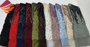 Tissu en dentelle africaine fait main à prix d'usine, perles florales 3D, paillettes, maille, tulle, matière en dentelle pour robe de soirée <span class=keywords><strong>Aso</strong></span> <span class=keywords><strong>Ebi</strong></span> - Product Image 6