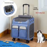 Sac à dos de transport pour animaux de compagnie multi-fenêtres, respirant, pliable, double conception, avec roulettes, grand espace pour chats et petits chiens, idéal pour l'extérieur