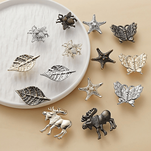 Poignée de tiroir de cuisine moderne en alliage de zinc, écologique, antirouille, à trou unique, en forme de papillon, abeille, feuille ou étoile de mer, style luxe léger - Product Image 4