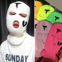 Sombreros de invierno bordados de alta calidad para hombres y mujeres, máscara de esquí, agujero para los ojos, pasamontañas personalizado, gorro de punto de gran tamaño