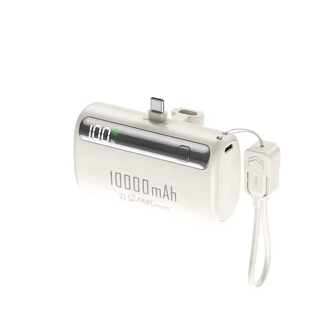 Universal 10000mAh Portable Mini Mobile Power Bank Built-in Type-C Cable Li-polymer Battery Fast Charging LED Display