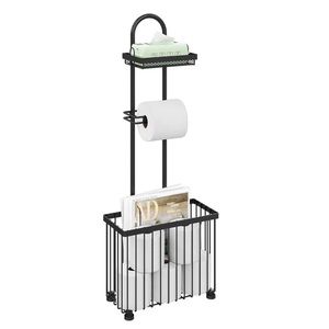 Porte-rouleau de papier toilette moderne en fer avec rangement pour salle de bain et hôtel, support pour tablette - Design écologique - Product Image 1