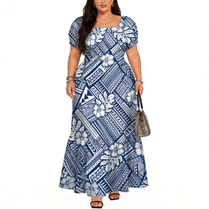 Vestido Maxi Floral de Moda para Mujer, Estilo Polinesio con Diseñ<span class=keywords><strong>o</strong></span> Tribal <span class=keywords><strong>Elei</strong></span>, Cuello Redondo, Primavera - Product Image 6
