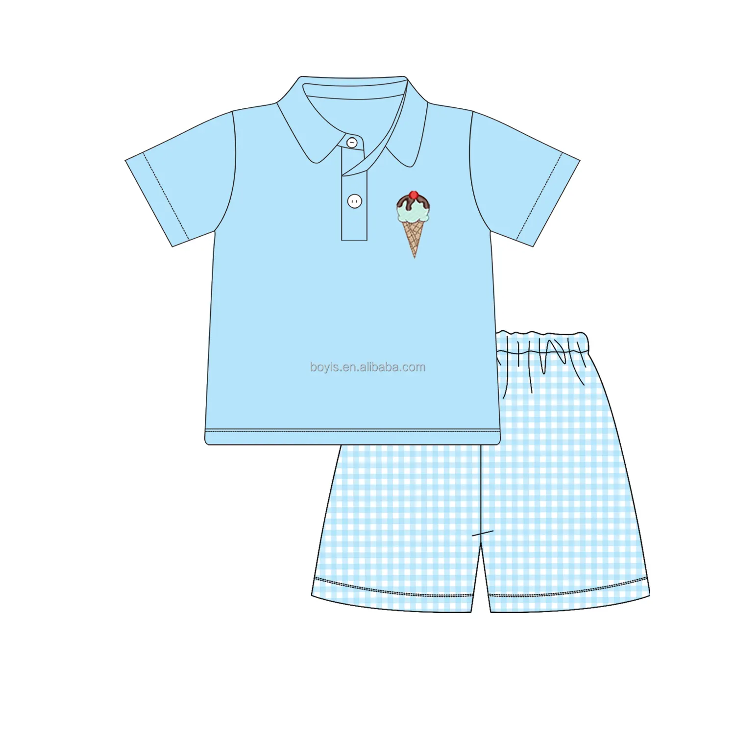 Boyis High quality Knit cotton polo t-shirts with shorts 2pcs baby boys' clothing sets