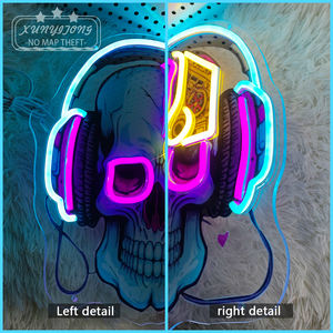 سماعات رأس رائعة بتصميم جمجمة نيون للمنزل ومراكز التسوق والنوادي الليلية وقاعات الكاريوكي والفنادق والمكاتب وديكورات الشركات - Product Image 3