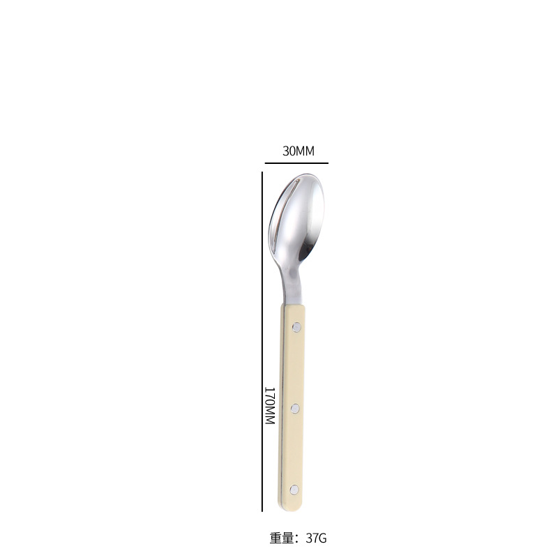 Small spoon [Beige handle, 410 stainless steel]