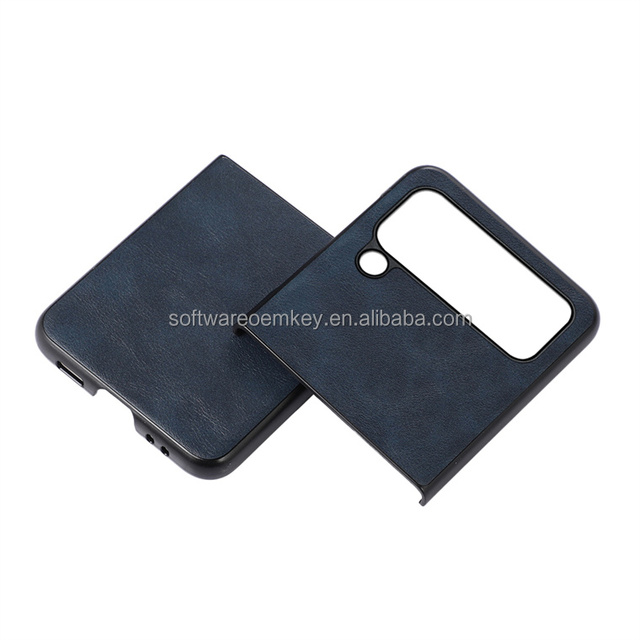 Luxury Retro PU Leather Cowhide Pattern Phone Case Shockproof Brand Back Cover for Samsung Galaxy Z Flip 4
