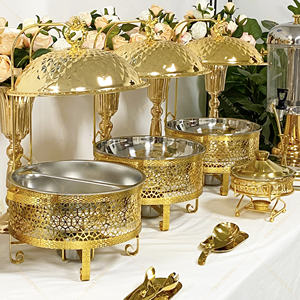 Chafing <span class=keywords><strong>Dish</strong></span> Rond de Luxe pour Buffet de Restaurant, en Acier Inoxydable avec Couvercle Suspendu - Product Image 4