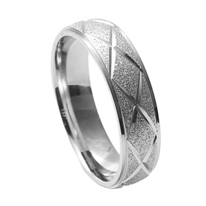 Geometric Design Titanium Steel <b>Ring</b> Unisex Wedding Band 23042 - Product Image 3