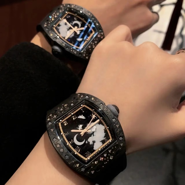 High-end Men's Original Mechanical Watch - Carbon Fibre Case, Black Transparent Luminous Dial, Manual Winding Sports Watch