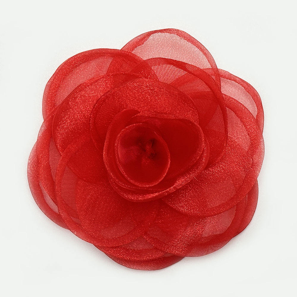 1. gros rouge-10cm organza rôti frontière fleur