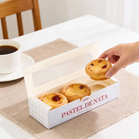 Boîte en carton jetable pour tartelettes aux œufs, qualité alimentaire, avec logo personnalisé, pour pâtisseries portugaises et desserts