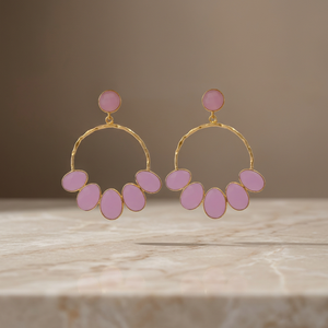 Boucles d'oreilles pendantes en laiton plaqué or rose avec grappe de perles naturelles, style bohème, pour femme, bijoux de fête - Product Image 3