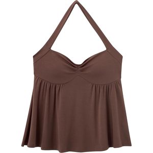 FOXA Peplum Halter Top pour femme avec soutien-gorge intégré, débardeur sans manches froncé, longueur normale, en tissu tricoté - Product Image 6