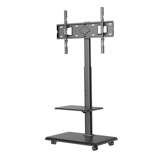 Height Adjustable 600x400 VESA with Storage Shelf Wooden Floor TV Stand Wheels Mobile Living Room Cart Fit 32-70 Inch LCD TV