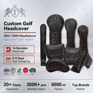 Housses de protection pour clubs de golf en gros, avec logo personnalisé, fabriquées aux États-Unis, en cuir premium, pour drivers et fers. - Product Image 1