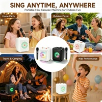 Mini Máquina de Karaoke con Altavoz Bluetooth, Micrófono Inalámbrico, Regalo de Cumpleaños para Niñas, Envío Inmediato, Venta al por Mayor, Tarjeta TF, USB, Aux, FM
