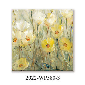Arte de pared con estampados florales amarillos, pintura en lienzo de estilo pintado a mano para decoración de sala de estar - Product Image 3