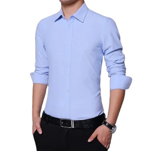Camisas de vestir formales de oficina para hombre de manga larga con cuello vuelto de Color sólido ecológico de satén de algodón 100% al por mayor de moda - Product Image 4