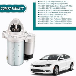Motor de Arranque 19616 V6 3.6L para Dodge Grand Caravan, Chrysler 200, Town&Country, Journey, Ram C/V, Promaster 1500, 2500, 3500, Routan <span class=keywords><strong>14</strong></span>, <span class=keywords><strong>Cherokee</strong></span> - Product Image 4