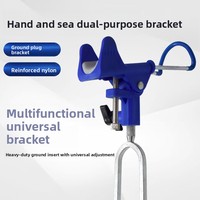 LOVITA Support universel pour canne à pêche de mer et berceau de canne à pêche avec piquet de sol – Accessoires de pêche en métal à double usage