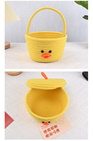 Panier de rangement en corde de coton personnalisé, tissé, mignon, jaune, en forme de canard, pour Pâques, pour ranger des collations, des jouets, des cadeaux divers