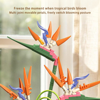 Set de Bloques de Construcción de Aves del Paraíso Tropicales, 796 Piezas, Pétalos Móviles, Decoración para el Hogar, Juguete STEM para Desarrollar la Motricidad Fina, Regalo para Niños de 8 Años en Adelante