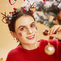 Tatouages temporaires de Noël en papier, autocollants de dessins animés transfrontaliers pour enfants (panda, renard), maquillage de fête, peinture visage et corps