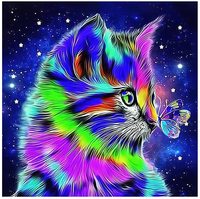 Jian — Kits de peinture diamant papillon 5D, broderie de chat mignon, perceuse complète, décoration murale, artisanale, en toile, pour bricolage, point de croix
