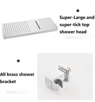 Pommeau de douche carré en acier inoxydable ultra-mince de 16 "noir pommeau de douche mural au plafond à double fonction