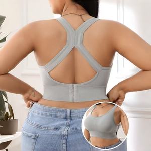 여자의 플러스 사이즈 무선 요가 피트니스 브래지어 푸시 업 안티 처짐 크로스 백 조절 속옷 통기성 스포츠 브래지어 - Product Image 4