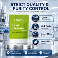 Capsules d'huile d'origan en gélules à marque privée OEM avec huile de nigelle 6000mg, 300 capsules, complément alimentaire naturel faible en glucides